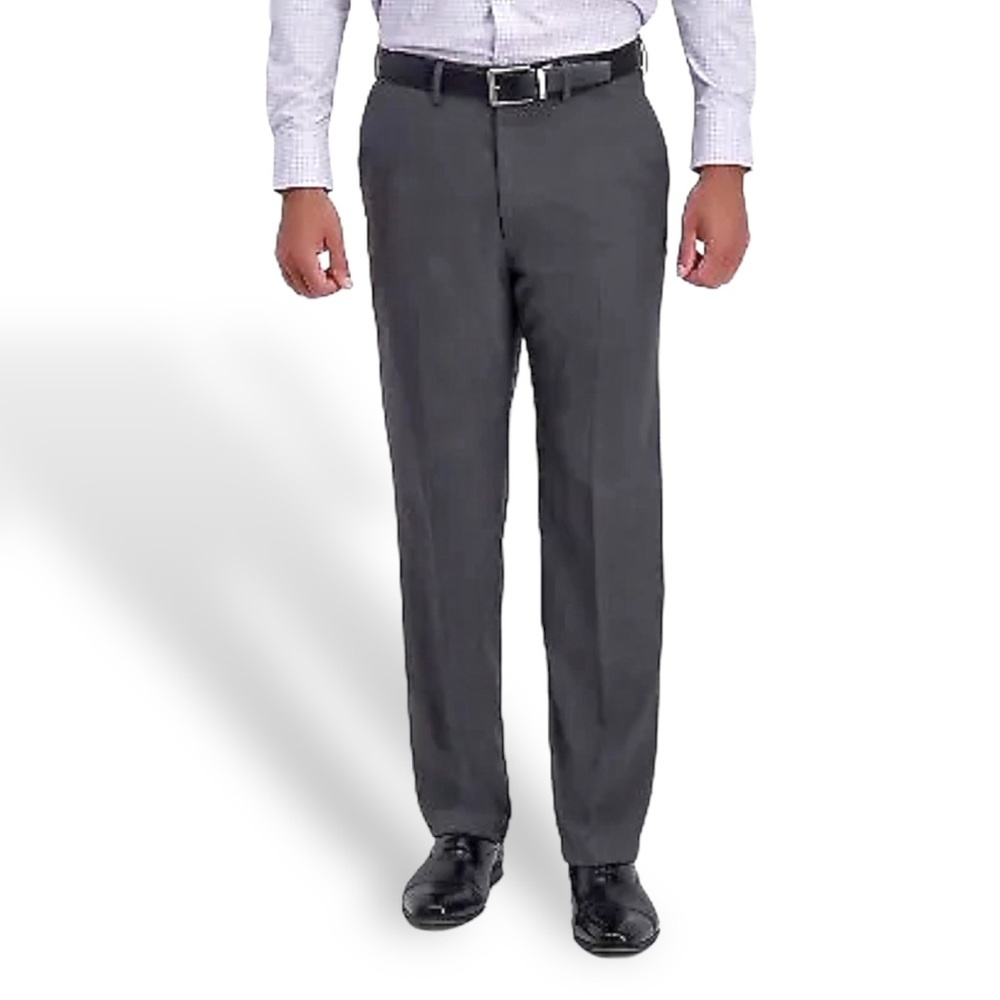 Haggar 32X31 Pants H26 Classic Fit No Iron Twill Comfort Waist Charcoal Gray NWT